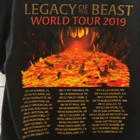 Iron Maiden Legacy Of The Beast World Tour 2019 Official Concert Tee Black M - Picture 6 of 9